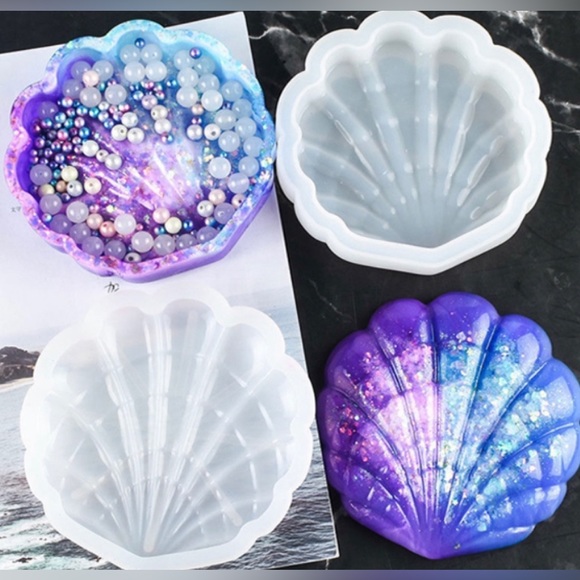 NEW 2pc SEASHELL SILICONE MOLDS SET W 2 BONUS GIFT PACKS RESIN DIY SHELL CRAFT - Picture 11 of 13